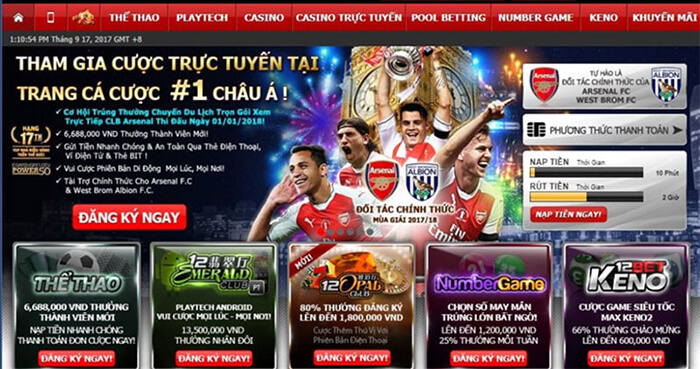 12Bet thể thao mang đến cho người chơi đa dạng các sản phẩm cá cược