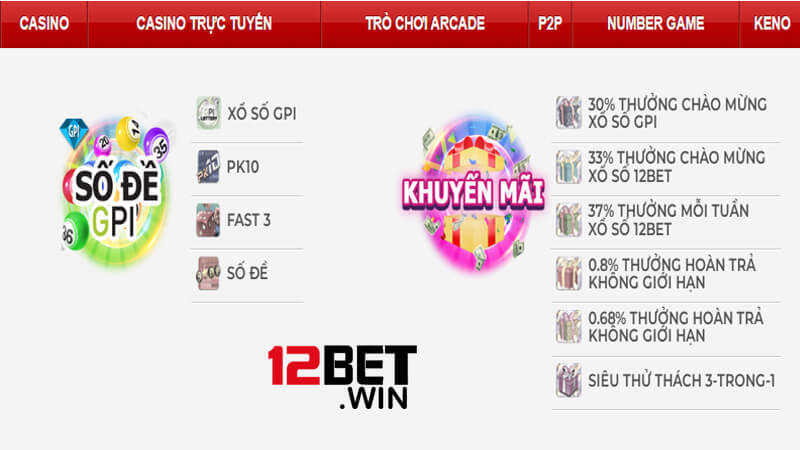 Cá cược xổ số PK10 tại 12bet