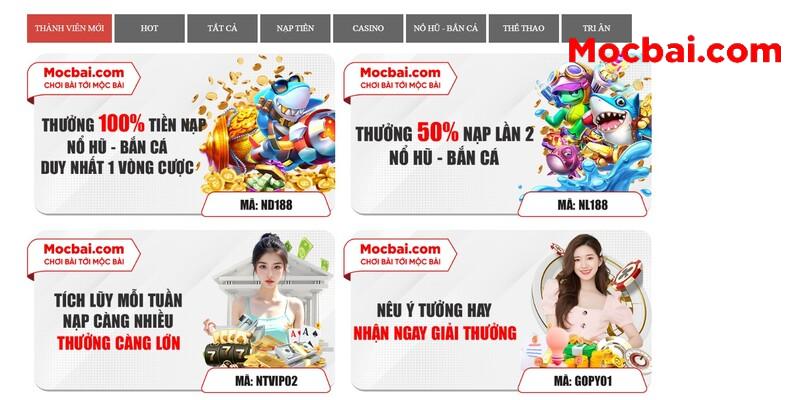 Mocbai Casino mang tới hàng loạt ưu đãi cho mọi thành viên