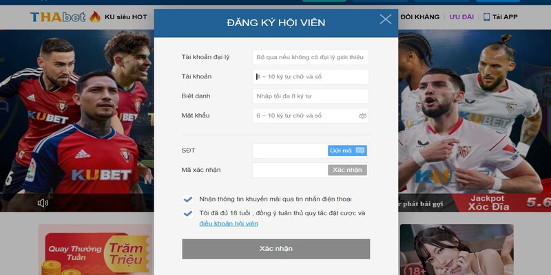Hướng dẫn đăng ký tài khoản chơi cá độ thể thao Thabet