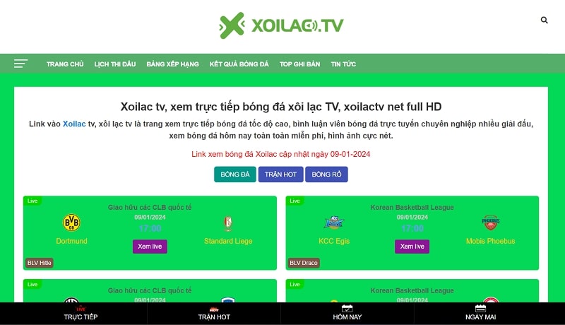 Website Xôi Lạc TV gây ấn tượng với người dùng ngay từ lần đầu truy cập. 