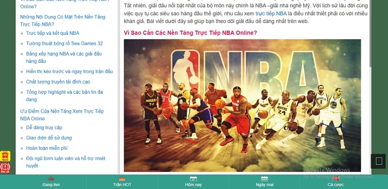 Trực tiếp NBA là một nền tảng xem bóng rổ an toàn và uy tín