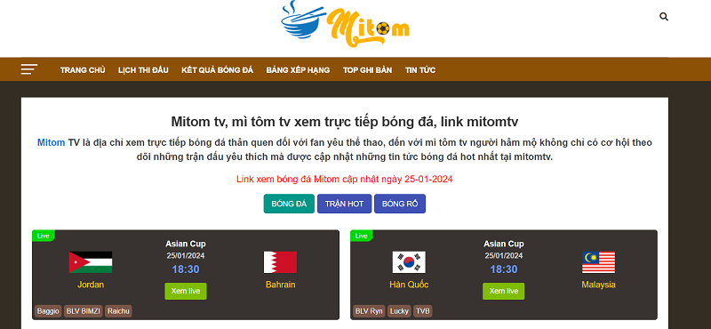 Mitom TV - xem bóng đá chất lượng full HD