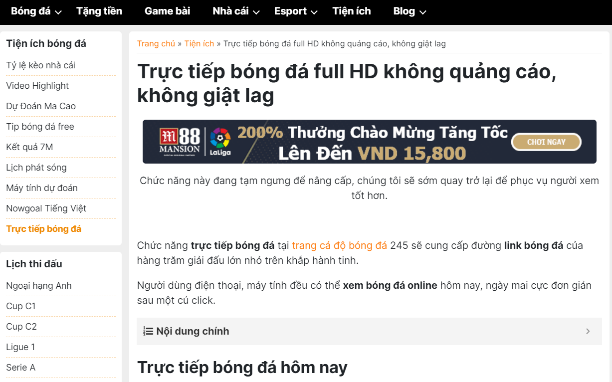 Tính năng xem trực tiếp kết quả tại Trang cá cược bóng đá 245