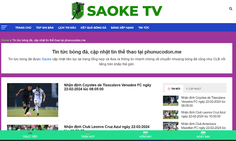 Xem bóng đá, giải trí với Saoke TV. 