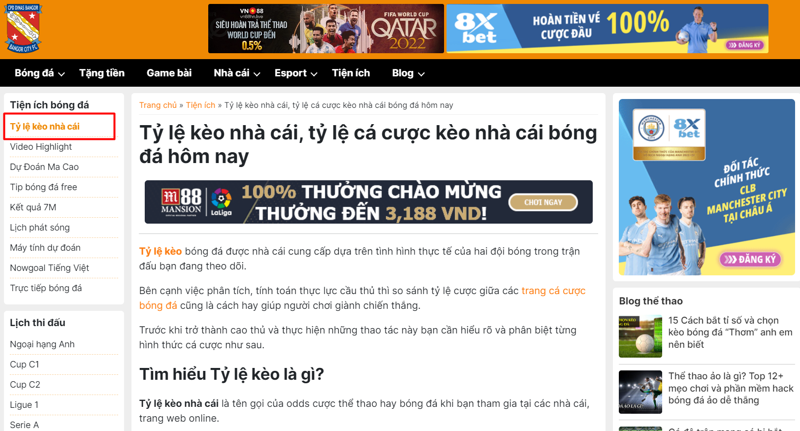 Trang web cấp nhật tỷ lệ kèo nhà cái liên tục