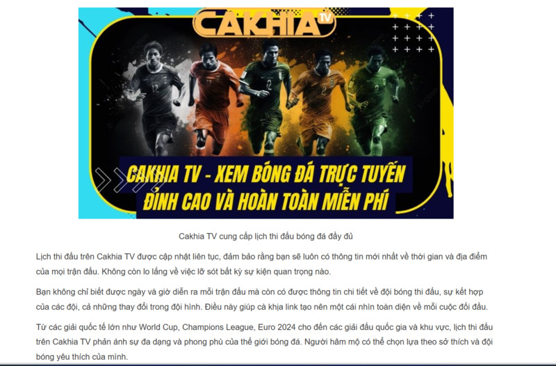 Tận hưởng bóng đá chất lượng cao không lo mất phí ở Cakhia TV