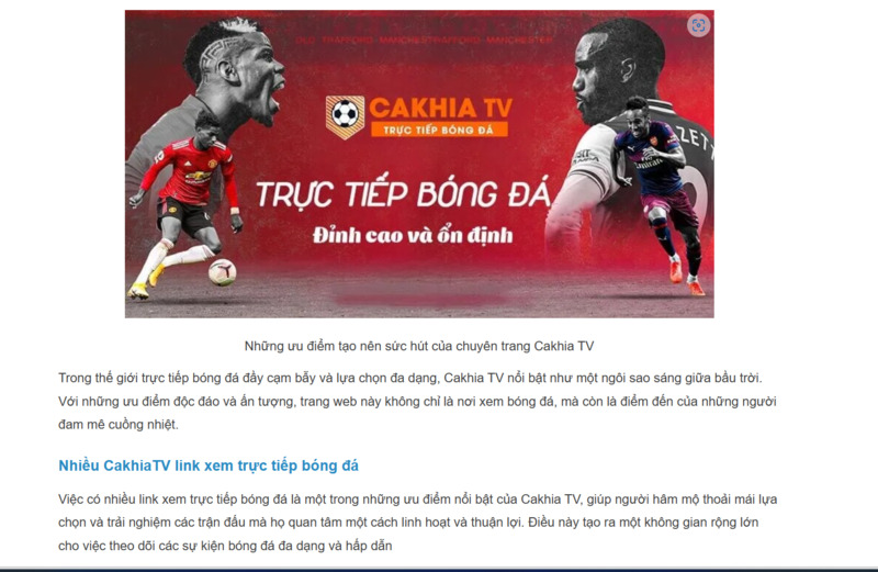 Tận hưởng bóng đá không lo giật hay quảng cáo tại Cakhia TV